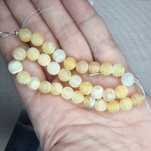 $💲$ 8mm Matte Yellow Crackled Agate 9in Strand #12